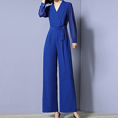 

Жен. Синий Черный Комбинезоны, Однотонный L XL XXL