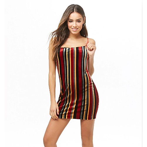 

Жен. Классический Оболочка Платье - Полоски Выше колена