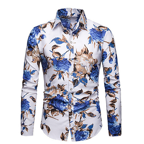 

Men's Cotton Shirt - Floral White