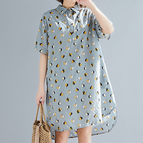 

Жен. Рубашка Платье Рубашечный воротник До колена