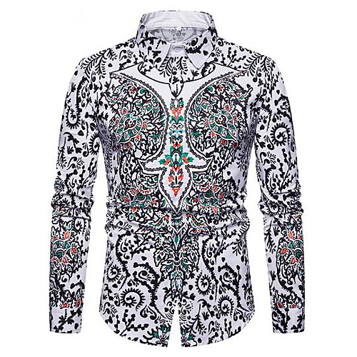 

Муж. Рубашка Классический воротник Геометрический принт / 3D / Этно Синий XL