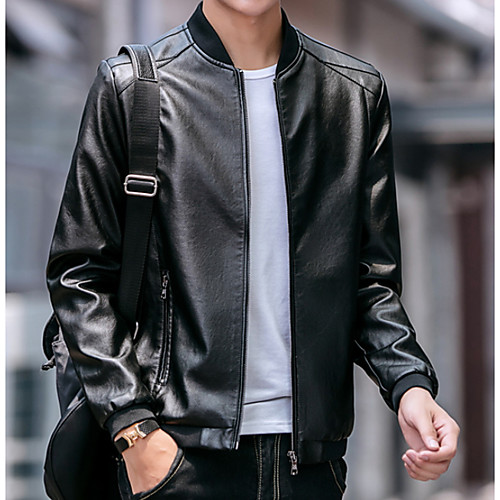 

Муж. Повседневные Классический Осень Обычная Куртка, Однотонный Круглый вырез Длинный рукав Полиэстер Синий / Коричневый / Черный XXL / XXXL / XXXXL