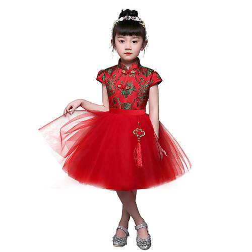 

Детские Девочки В китайском стиле Оса-Waisted Cheongsam Назначение Помолвка Девичник Шифон Полиэстер До колена Платье