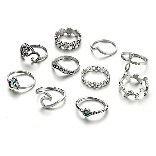 

Women's Ring 10pcs Silver Alloy Elegant Holiday European Holiday Wedding Party Jewelry