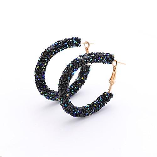 

Women's Hoop Earrings Simple European Modern Earrings Jewelry White / Black / Dark Blue For Causal Club Bar 1 Pair