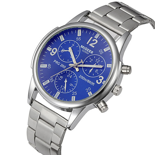 

Men's Dress Watch Aviation Watch Quartz Stainless Steel Silver Casual Watch Analog Word Watch - Black Blue One Year Battery Life