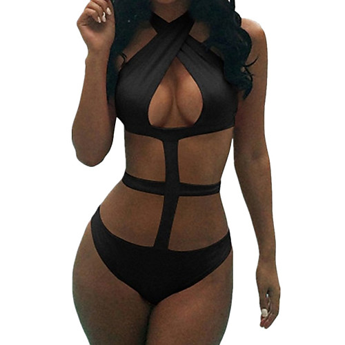 

Women's Backless / Criss Cross Bodysuits Nightwear Solid Colored Black Red One-Size