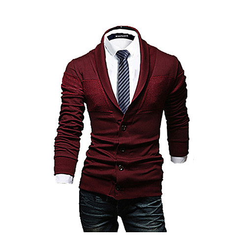 

Муж. Однотонный Кардиган Весна Черный / Красный / Темно-серый L / XL / XXL