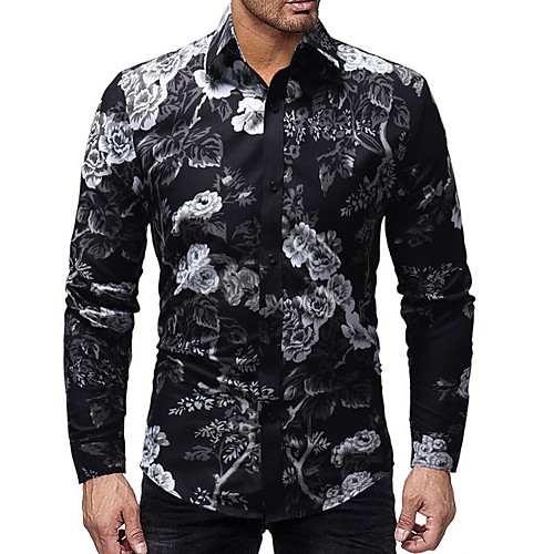 

Men's Slim Shirt - Floral Black