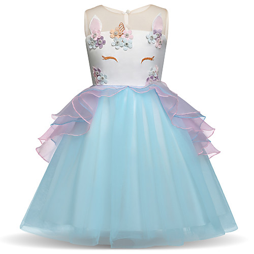 

Принцесса Midi Детское праздничное платье - Сатин / Тюль Без рукавов Круглый вырез с Аппликации / Вышивка / Слои юбки от LAN TING Express