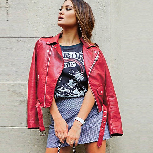 

Жен. Повседневные Обычная Куртка, Однотонный V-образный вырез Длинный рукав Полиэстер Розовый / Желтый / Винный L / XL / XXL