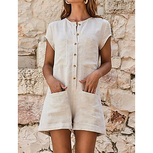 

Жен. Черный Бежевый Комбинезоны, Однотонный M L XL