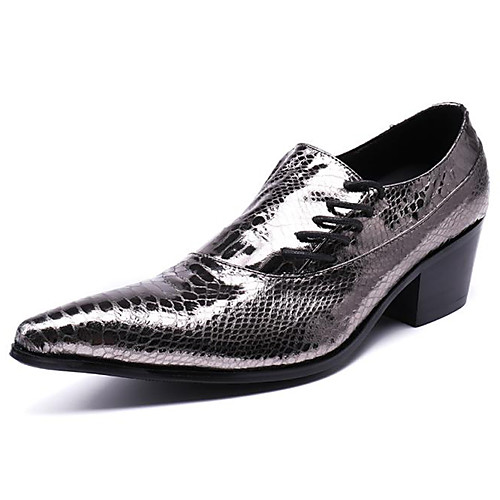 

Муж. Официальная обувь Наппа Leather Весна Деловые / На каждый день Туфли на шнуровке Нескользкий Серебряный / Кожаные ботинки / Платья