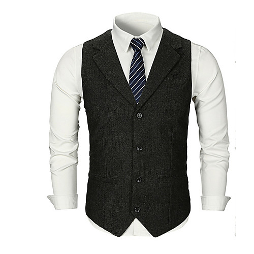 

Men's Daily Basic Fall Regular Vest, Solid Colored V Neck Sleeveless Polyester Black / Dark Gray / Light gray