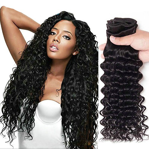 

4 Связки Перуанские волосы Глубокий курчавый человеческие волосы Remy Человека ткет Волосы Пучок волос Накладки из натуральных волос 8-28 дюймовый Естественный цвет Ткет человеческих волос