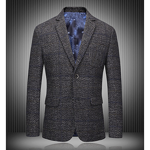 

Муж. Блейзер Лацкан с тупым углом Полиэстер Коричневый / Серый XL / XXL / XXXL