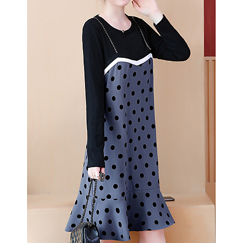 

женское платье с длинным рукавом синего цвета l xl xxl xxxl