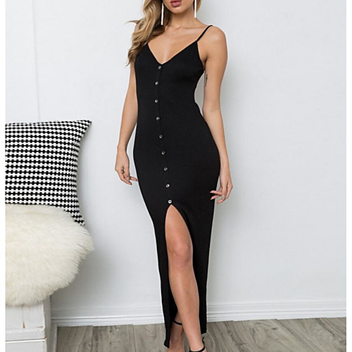 

Жен. Изысканный Элегантный стиль Облегающий силуэт Оболочка Платье - Однотонный Макси