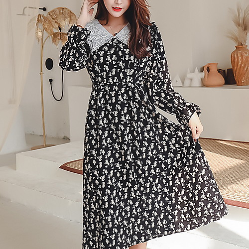 

Жен. Классический А-силуэт Платье - Горошек, С принтом Средней длины