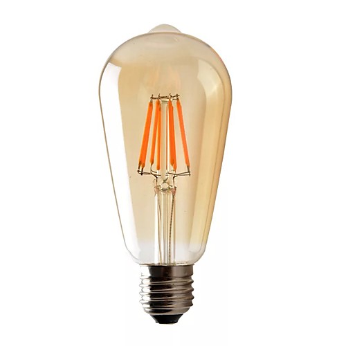 

1 шт. Светодиодные лампы St64 8 Вт светодиодные лампы накаливания Edison (60 Вт в галогеновом эквиваленте) Винтажные светодиодные лампы накаливания E26 / E27 средняя база 540lm 2700 К теплое белое