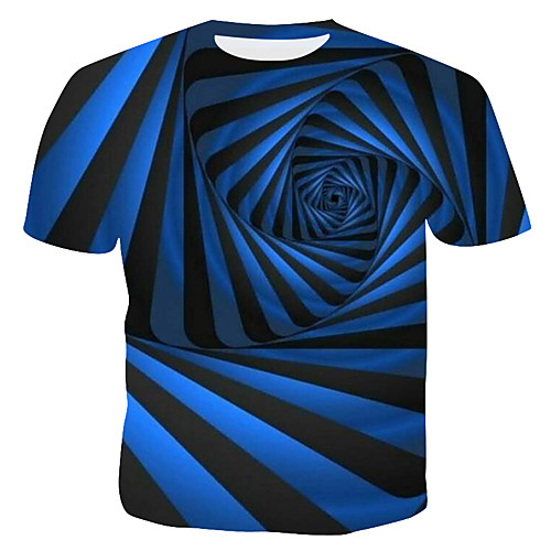 

Men's T-shirt - Geometric / 3D / Graphic Print Blue