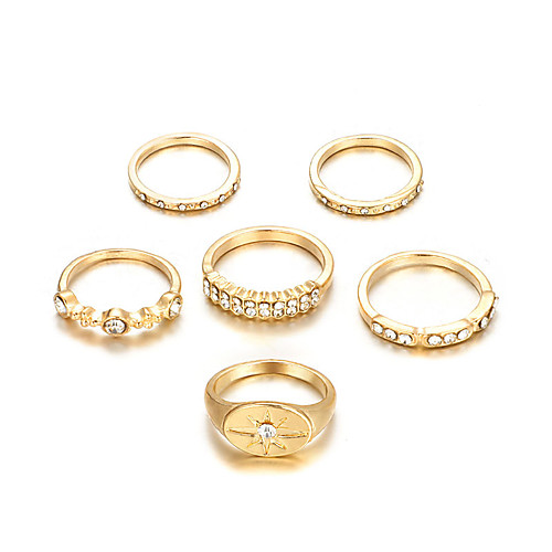 

Women's Ring full finger ring 6pcs / pack Gold Alloy Elegant Holiday European Holiday Wedding Party Jewelry