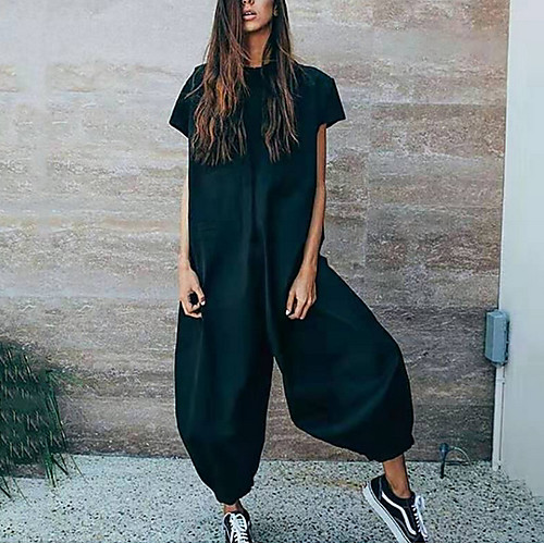 

Жен. Белый Черный Комбинезоны, Однотонный L XL XXL