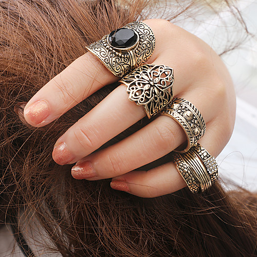 

Women's Ring Set 4pcs Gold Alloy Daily Jewelry