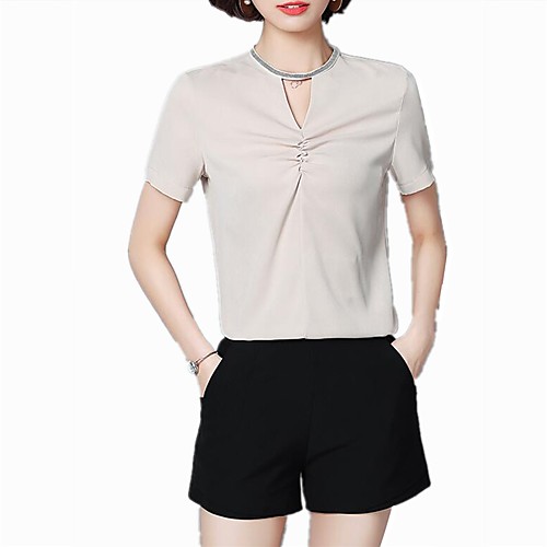 

Жен. Пайетки / Пэчворк Блуза Хальтер Однотонный Белый L