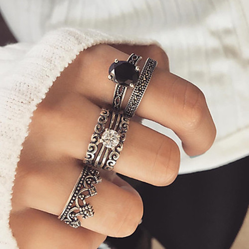 

Жен. Черный Белый Классический Кольцо Ring Set Корона Везучий модный Мода Модные кольца Бижутерия Серебряный Назначение Для вечеринок Повседневные Для улицы День рождения 6шт