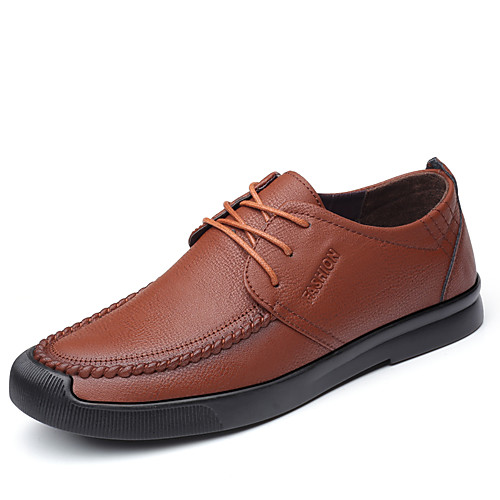 

Муж. Официальная обувь Полиуретан Весна Деловые Туфли на шнуровке Для прогулок Доказательство износа Черный / Коричневый