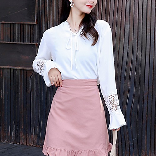 

Жен. Рубашка V-образный вырез Однотонный