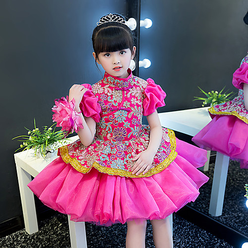 

Детские Девочки В китайском стиле Оса-Waisted Cheongsam Назначение Помолвка Девичник Шелк Вышивка Выше колена Платье