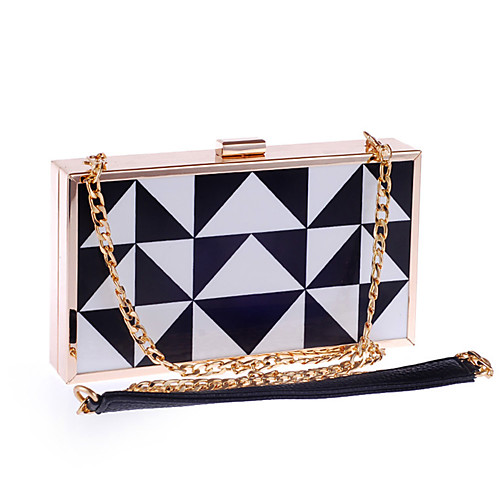 

Women's Chain Acrylic / Polyester Evening Bag Geometric Pattern Black