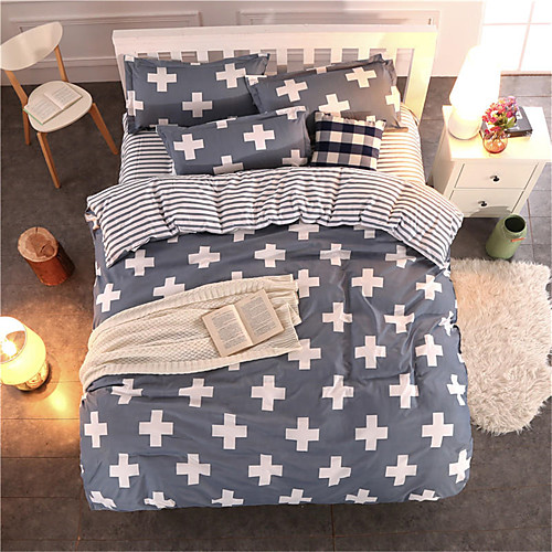 

Пододеяльник наборы Однотонный / Stripes / Рябь Полиэстер С принтом 4 предметаBedding Sets