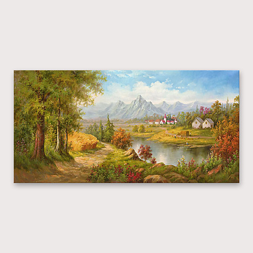 

IARTS®Hand Painted Village Oil Painting with Stretched Frame For Home Decoration