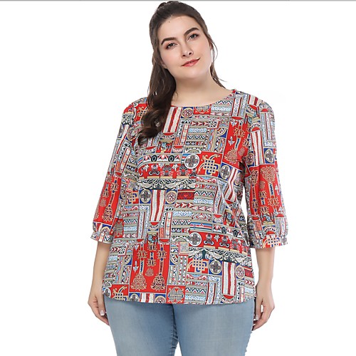 

Жен. С принтом Блуза Контрастных цветов / Графика