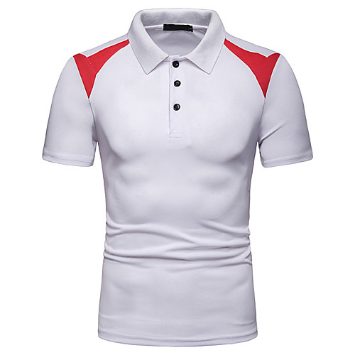 

Men's Holiday Going out Basic / Chinoiserie Polo - Color Block / Check Patchwork / Print White