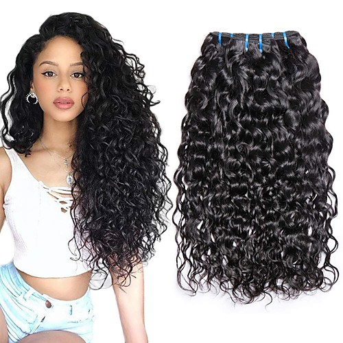 

3 Bundles Brazilian Hair Water Wave Remy Human Hair Natural Color Hair Weaves / Hair Bulk Extension Human Hair Extensions 8-28 inch Natural Color Human Hair Weaves Classic Easy dressing Best Quality