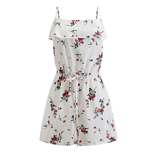 

Жен. Активный / Классический Белый Комбинезоны, Цветочный принт Многослойный / Шнуровка M L XL