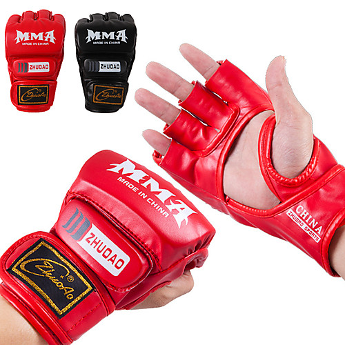 

Boxing Bag Gloves Pro Boxing Gloves Boxing Training Gloves For Taekwondo Martial Arts MMA Grappling Fingerless Gloves Protective PU Men Women - Black Red