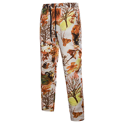 

Муж. Уличный стиль / Шинуазери (китайский стиль) Чино Брюки - Растения / С принтом Черный