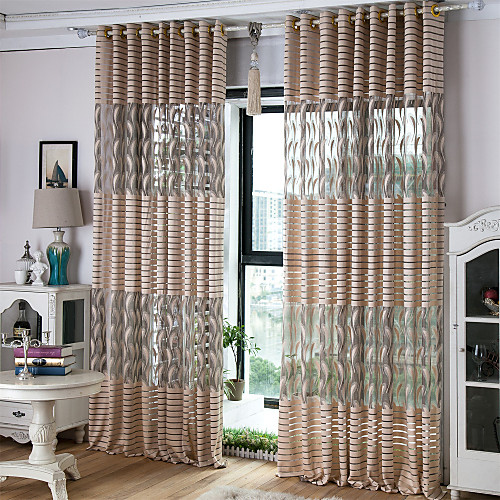 

Contemporary Sheer One Panel Sheer Living Room Curtains / Jacquard