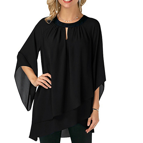 

Жен. Футболка Однотонный Черный L