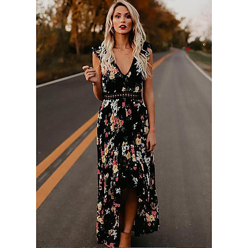 

А-силуэт Погруженный декольте В пол Шифон Платье с Узоры / принт от LAN TING Express