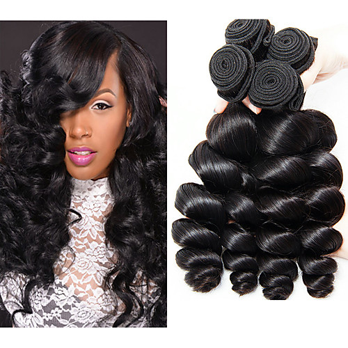 

3 Bundles Malaysian Hair Wavy Loose Wave Unprocessed Human Hair 100% Remy Hair Weave Bundles Headpiece Natural Color Hair Weaves / Hair Bulk Bundle Hair 8-28 inch Natural Human Hair Weaves Women Best