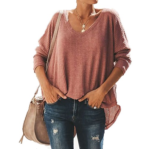 

Жен. Футболка Однотонный Красный M