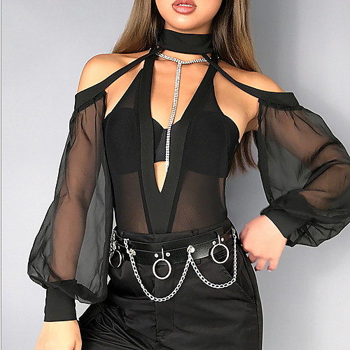 

Жен. Bodysuit Однотонный Черный S