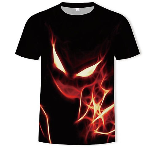 

Муж. С принтом Большие размеры - Футболка Хлопок, Круглый вырез 3D / Графика Черный XXXL