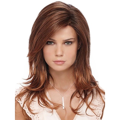 

Парики из искусственных волос / Чёлки Естественные прямые Стиль Боковая часть Без шапочки-основы Парик Коричневый Brown / Burgundy Искусственные волосы 26 дюймовый Жен. / Волосы с окрашиванием омбре